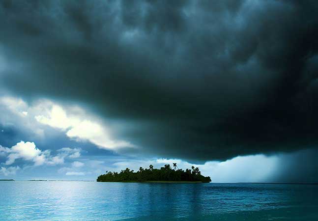 Image of an island in a storm