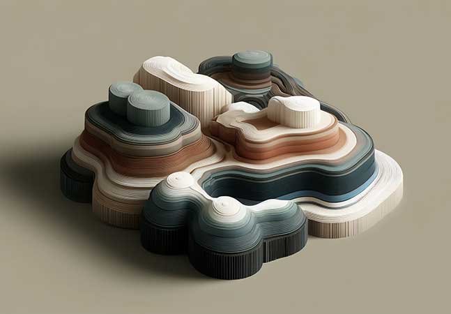 A stylized image of geological bedrock